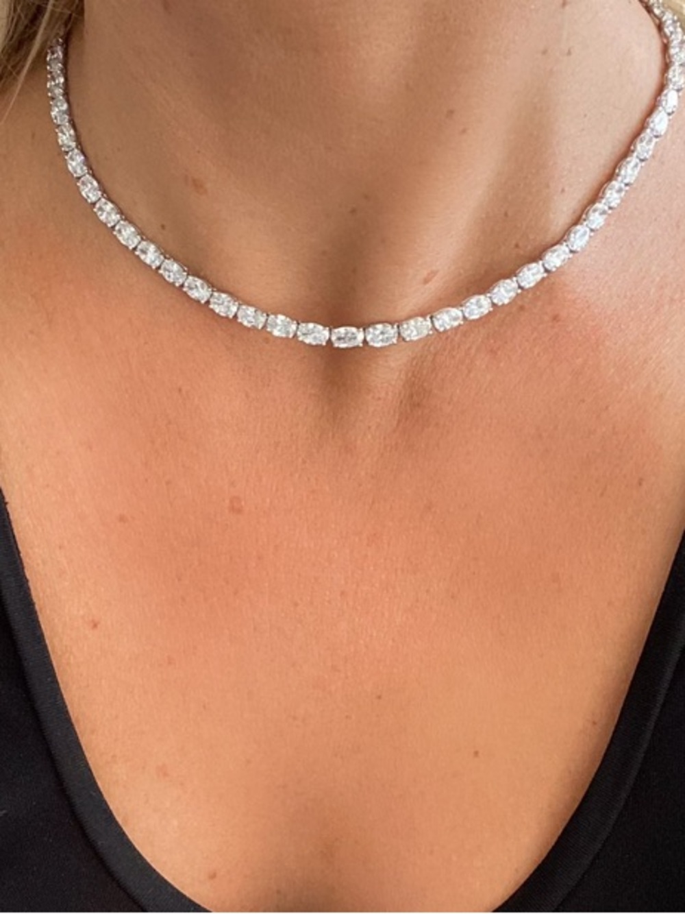 28ct Oval Tennis Necklace - Picture 5 of 15